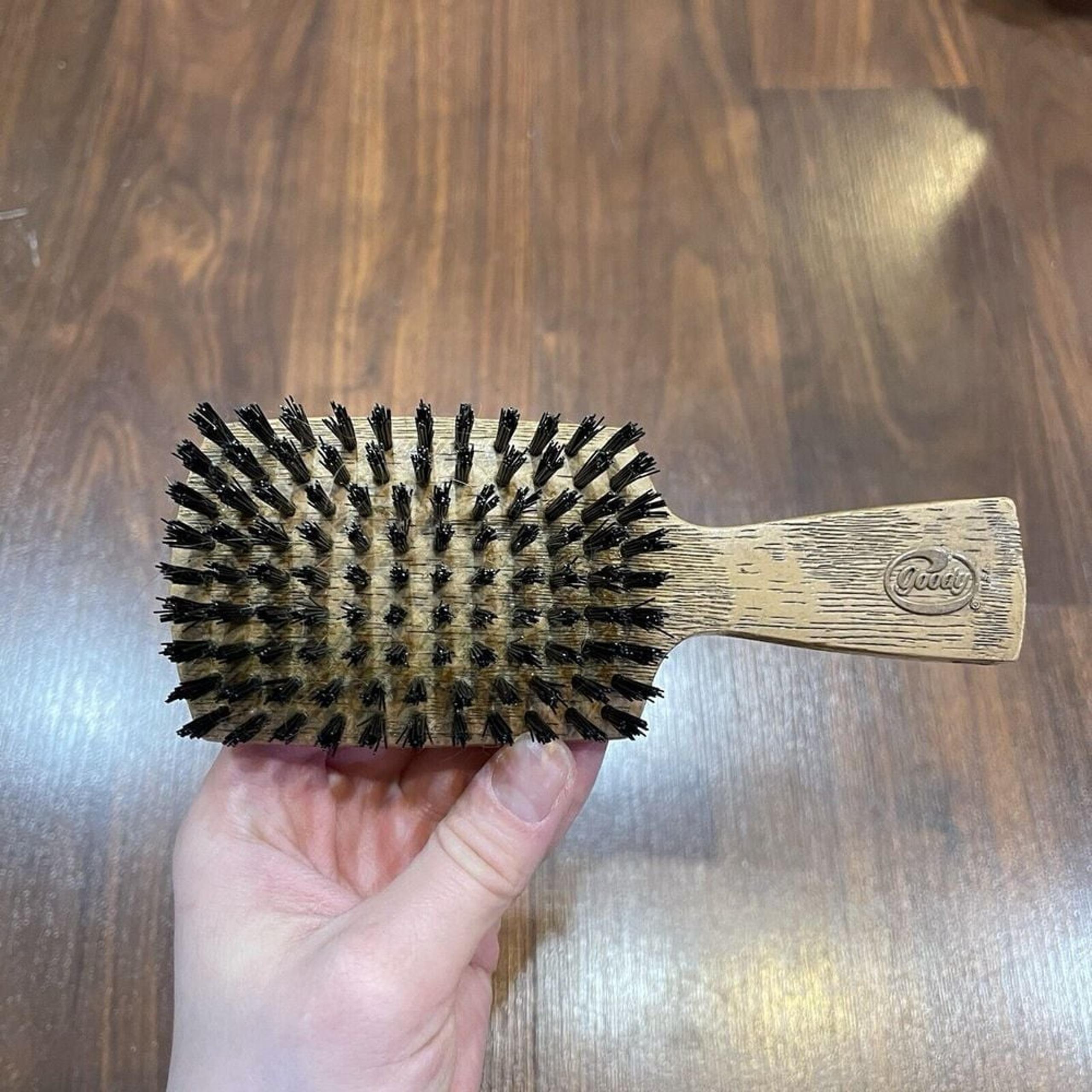 Vintage 1982 Goody Hair Club Brush #8103 Faux Wood Boar Bristles- PREOWNED