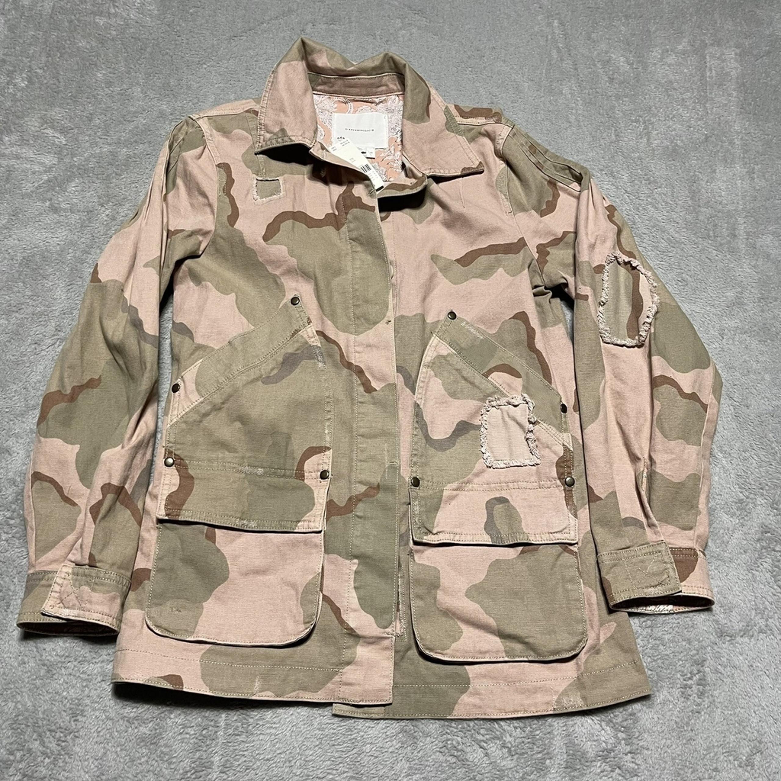 Anthropologie Jacket Womens XS Pink Pastel Camouflage Denim Button Up Jacket