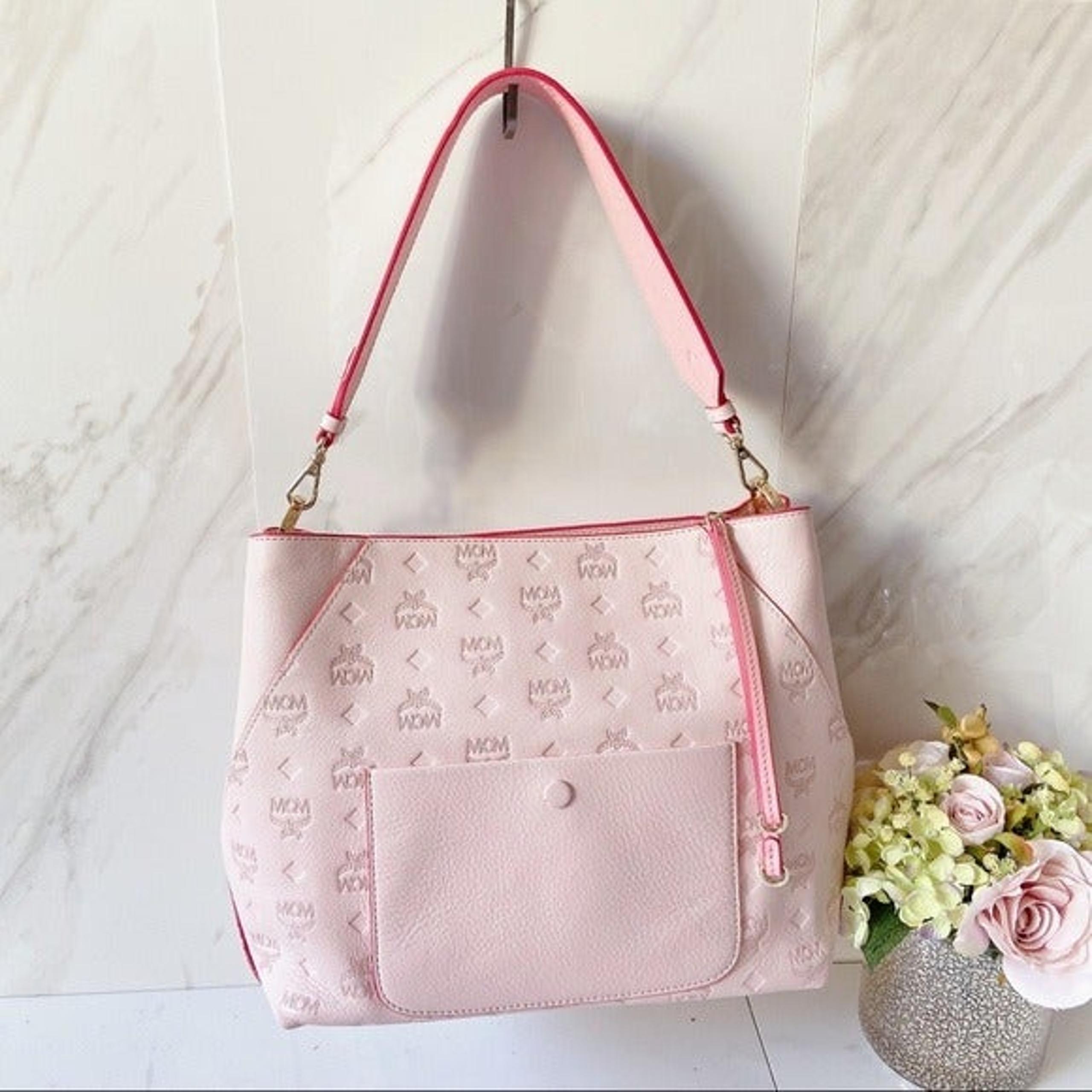 MCM Tote Pink Leather Purse Bag