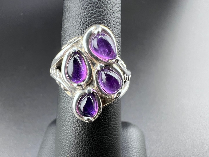 CAROLYN POLLACK STERLING SILVER 925 CABOCHON AMETHYST RING SIZE 6