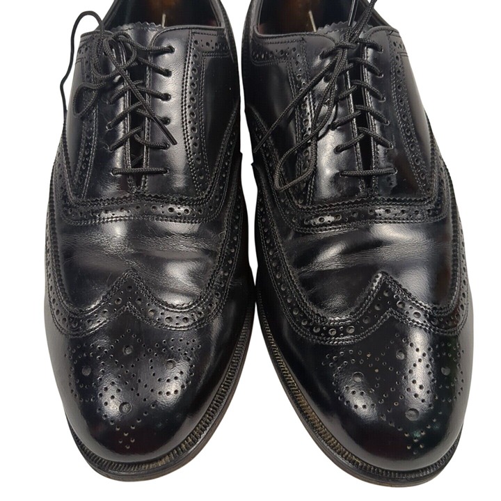 Florsheim Imperial Kenmoor 9.5 Black Leather Mens Wingtip Oxford Dress Shoes VTG