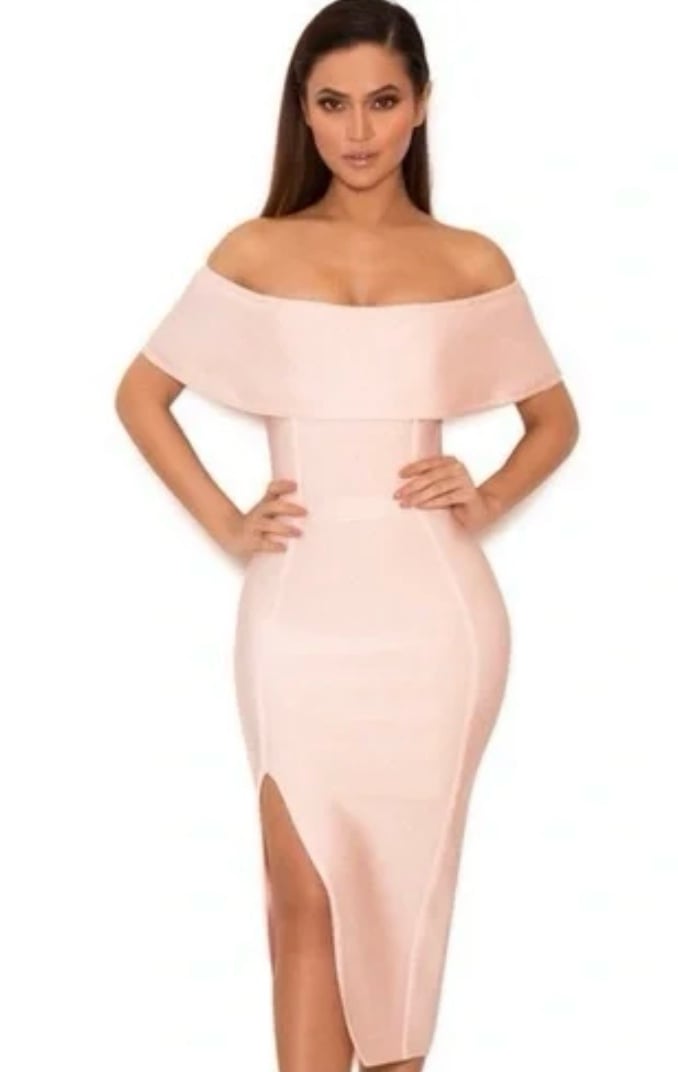 House of CB pink bandage off shoulder dress S