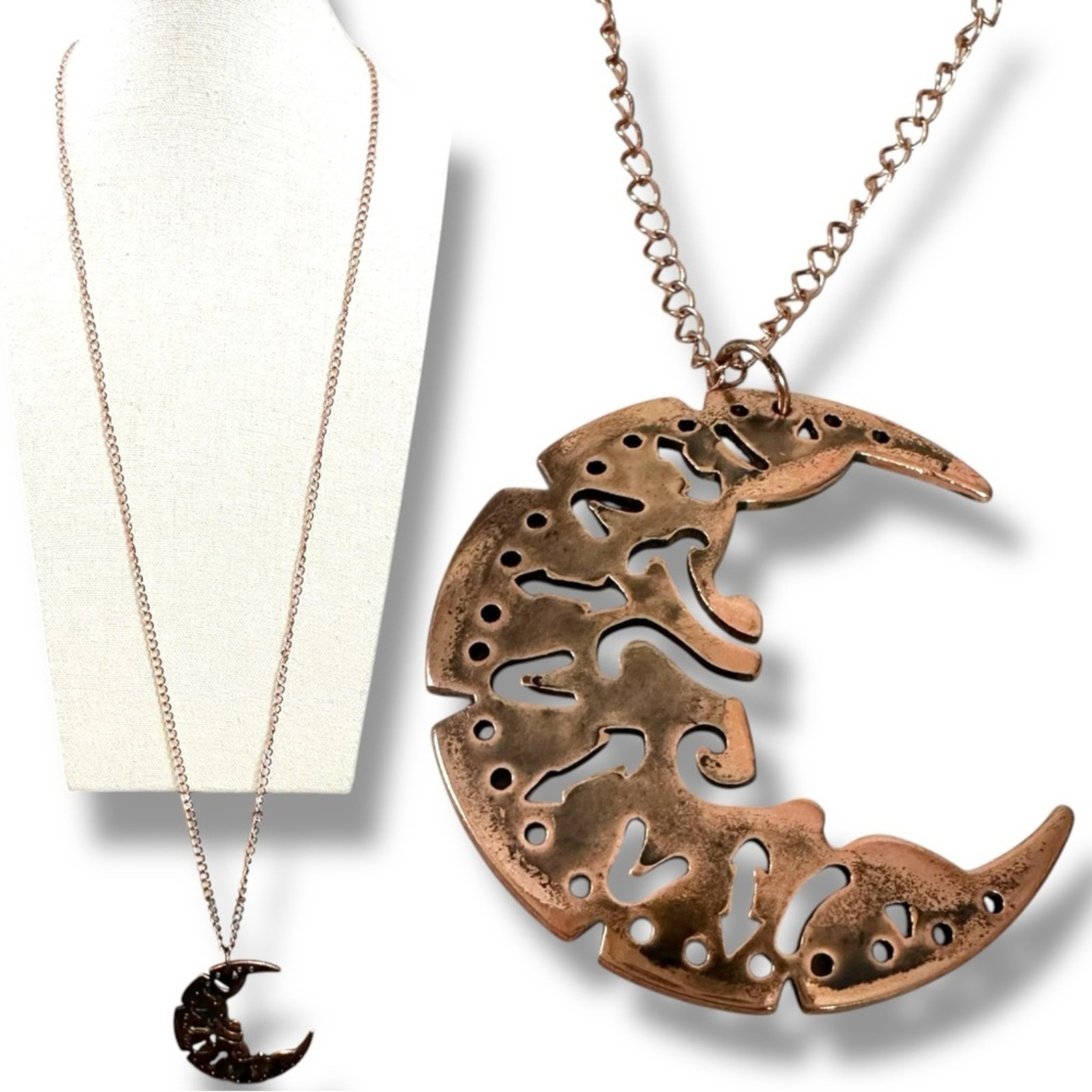 Free People Ariana Ost Crescent Moon Pendant Necklace NWT Bohemian Witchy Grunge