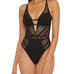 BECCA Women's Color Play Crochet One Piece Swimsuit, Plunge Neck Size Small