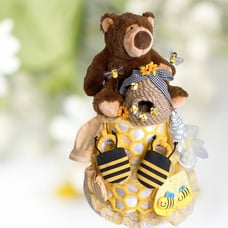 Honey Teddy Bear Diaper Cake, Bees theme