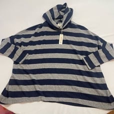 NWT Sundry Navy Blue Grey Stripe Hoodie Sweatshirt Size 1 US Small New