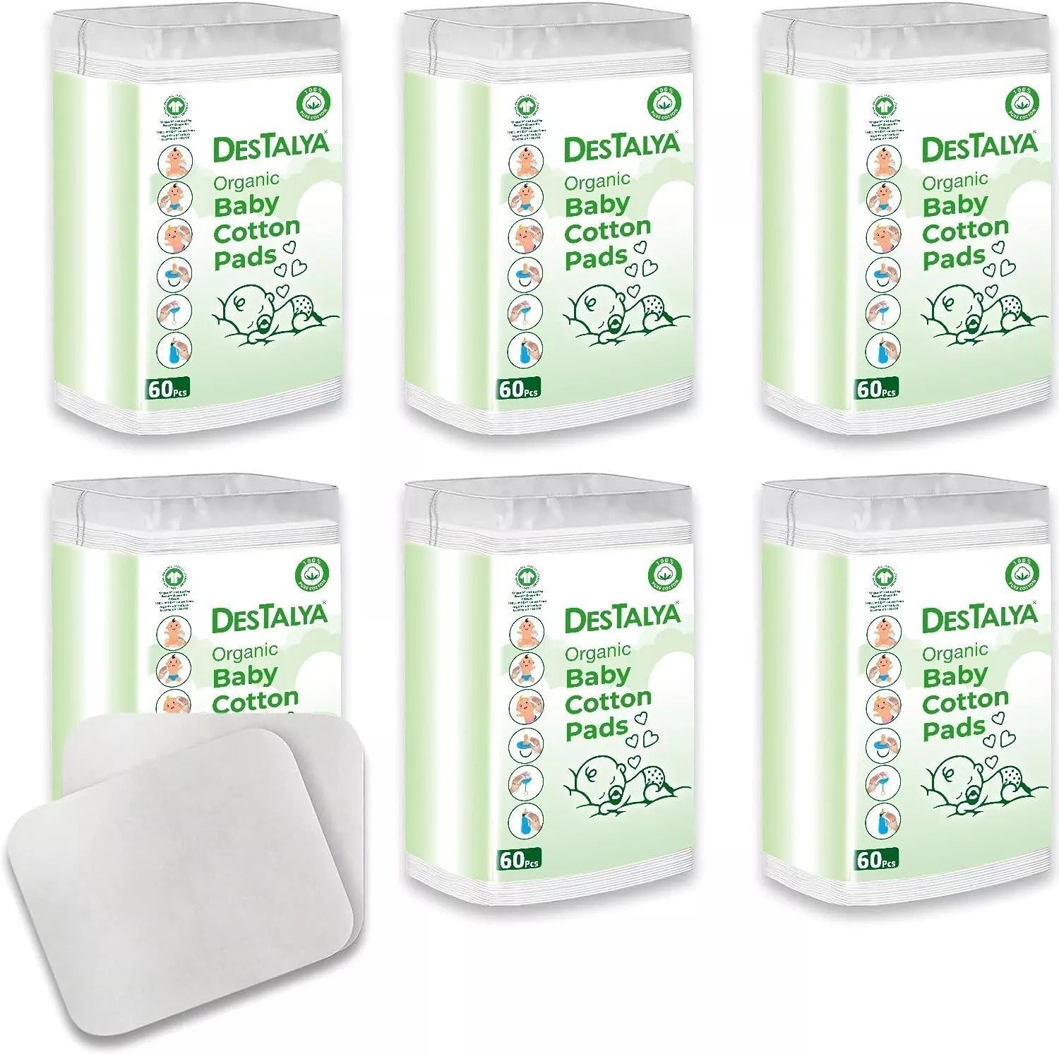 DESTALYA (Organic) Baby 100% Cotton Pads for Diaper Change | LG Cotton Pads |NEW