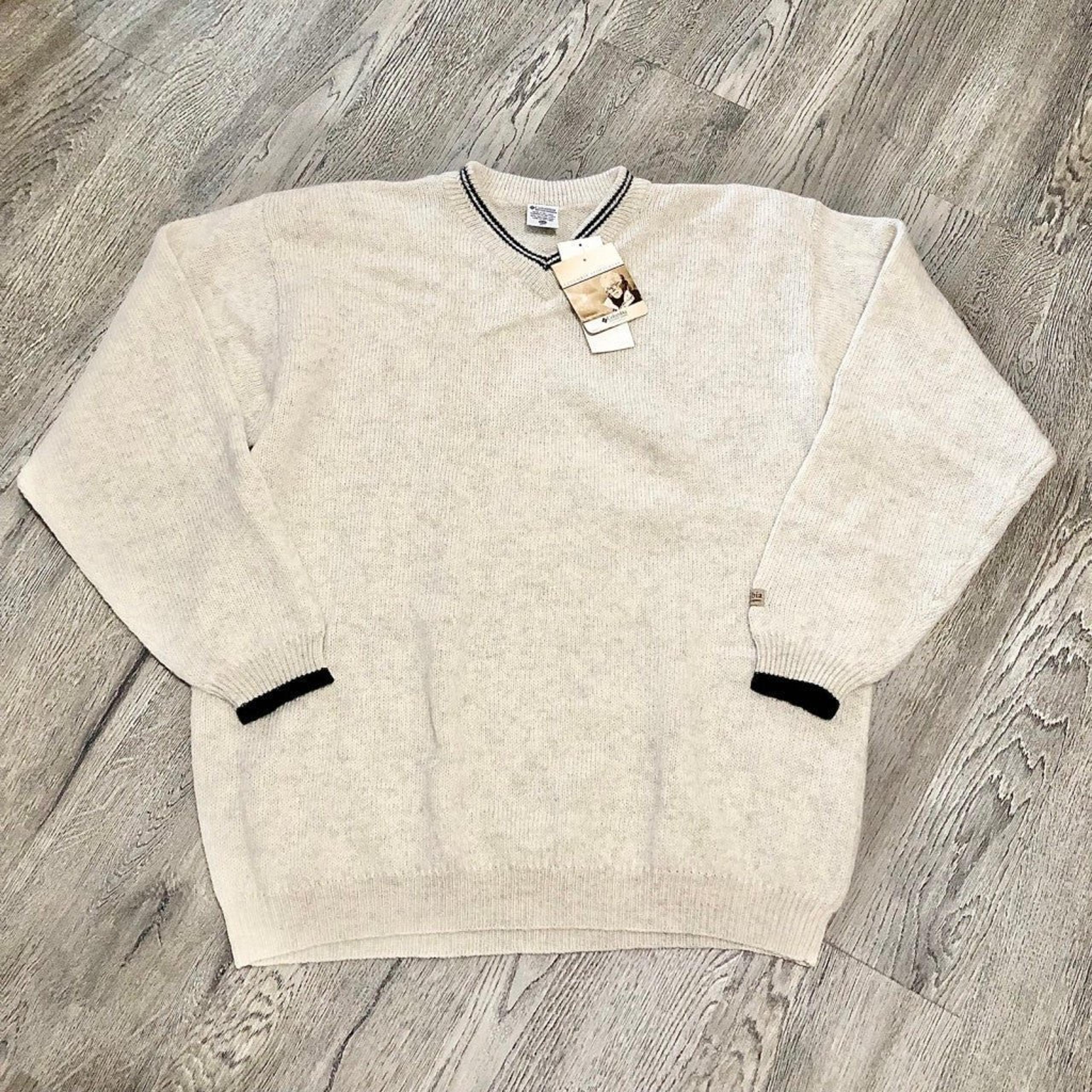 Vintage Columbia 100% Shetland Wool Knit Pullover Sweater Grey Mens  XXL 2XL NWT
