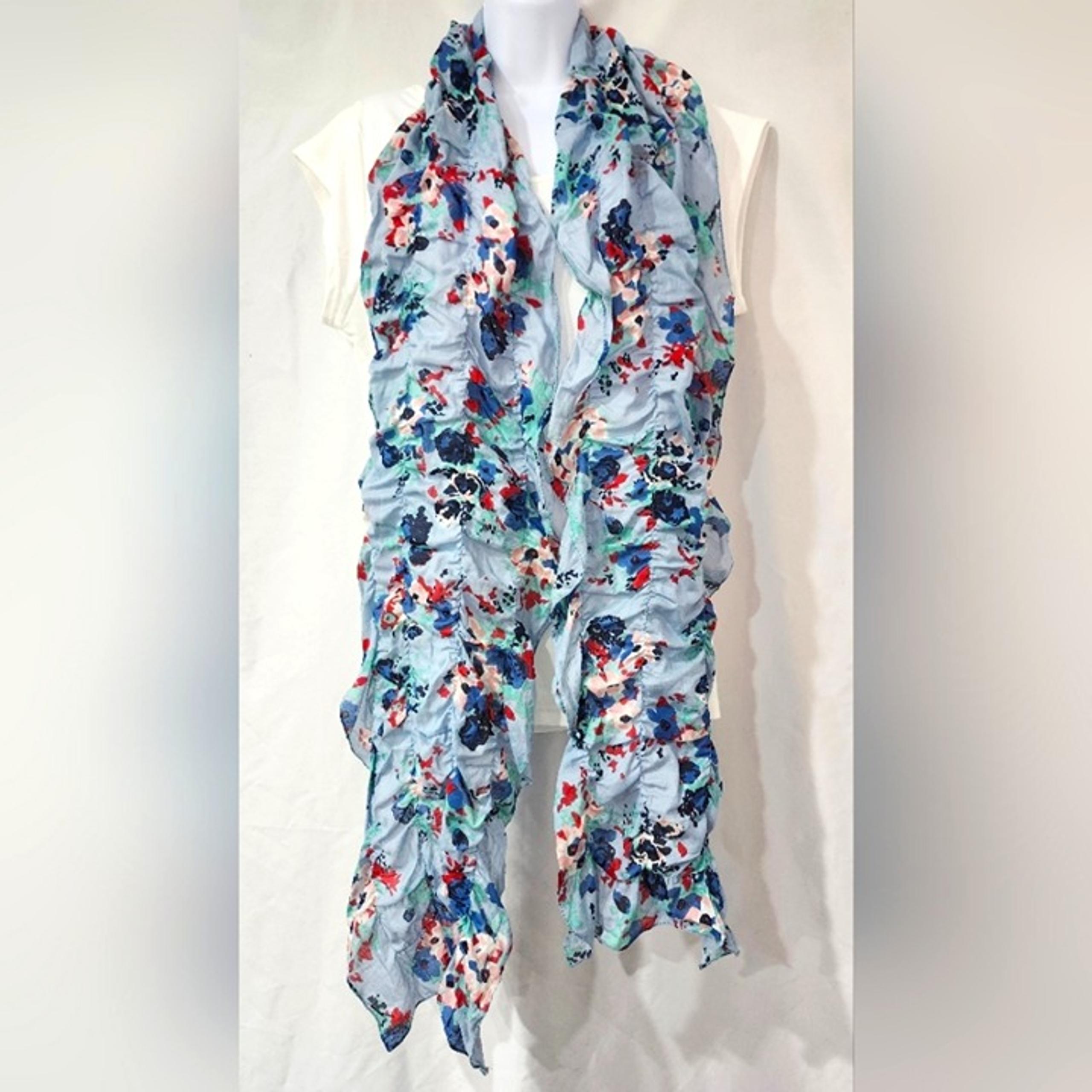 Maurices Ruched Floral Scarf Cottage Core Light Blue Girlhoodcore Feminine