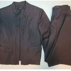 Perceptions New York Women Size 8 Petite Brown 2-Piece Suit Jacket and Pants