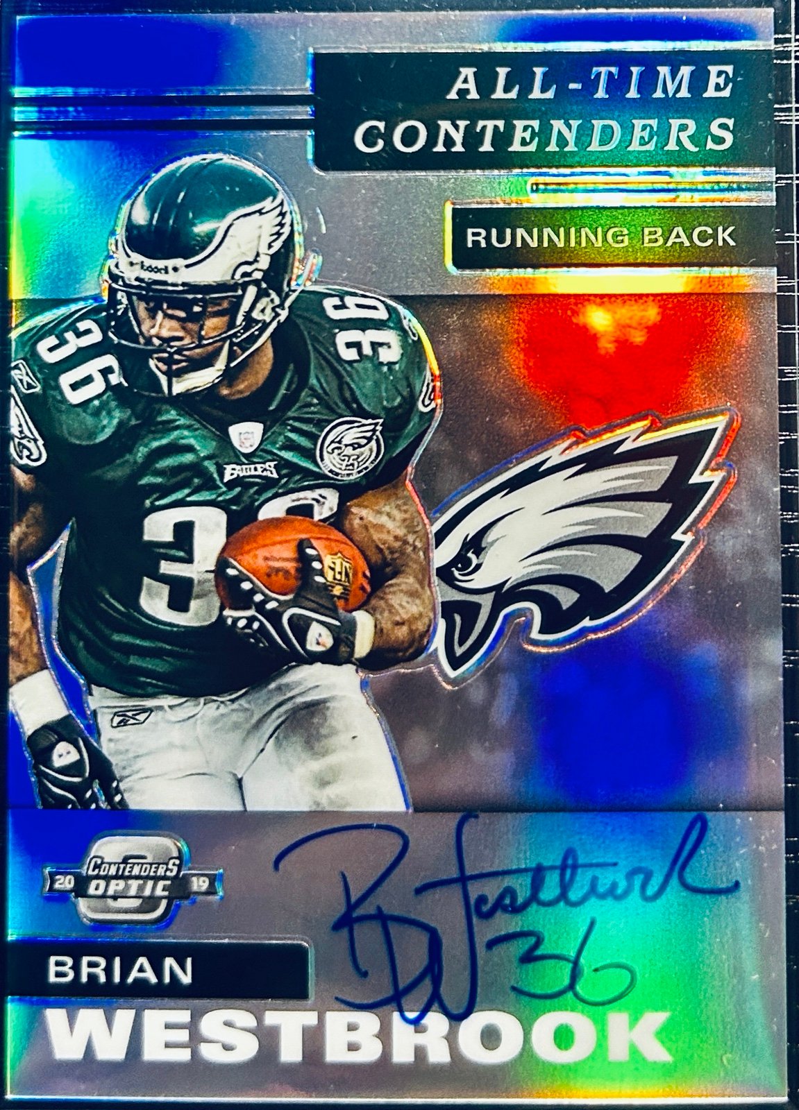 2019 Panini Contenders Optic Brian Westbrook All-Time Contenders Auto /75 Card