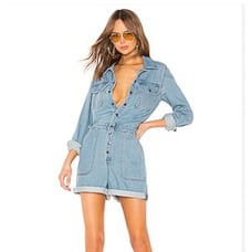 Revolve Wrangler Factory Floor Romper Womens Medium Playsuit Denim Sexy Cowgirl