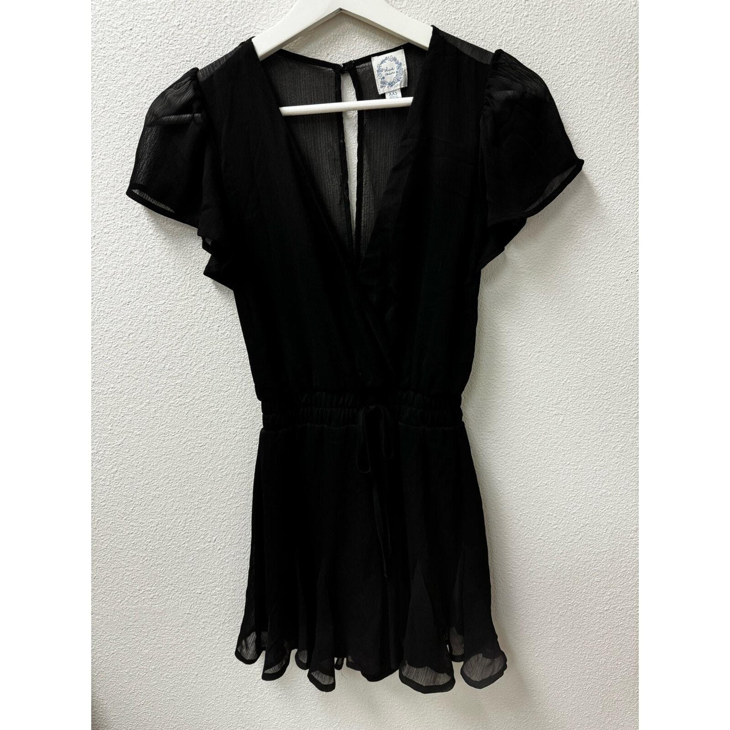 Blue Rain Romper XXS Black Ruffled