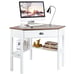 Triangle Computer Desk Corner Office Desk Laptop Table w/ Drawer Shelves Natural