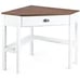Triangle Computer Desk Corner Office Desk Laptop Table w/ Drawer Shelves Natural