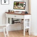 Triangle Computer Desk Corner Office Desk Laptop Table w/ Drawer Shelves Natural