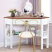 Triangle Computer Desk Corner Office Desk Laptop Table w/ Drawer Shelves Natural