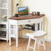 Triangle Computer Desk Corner Office Desk Laptop Table w/ Drawer Shelves Natural