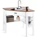Triangle Computer Desk Corner Office Desk Laptop Table w/ Drawer Shelves Natural