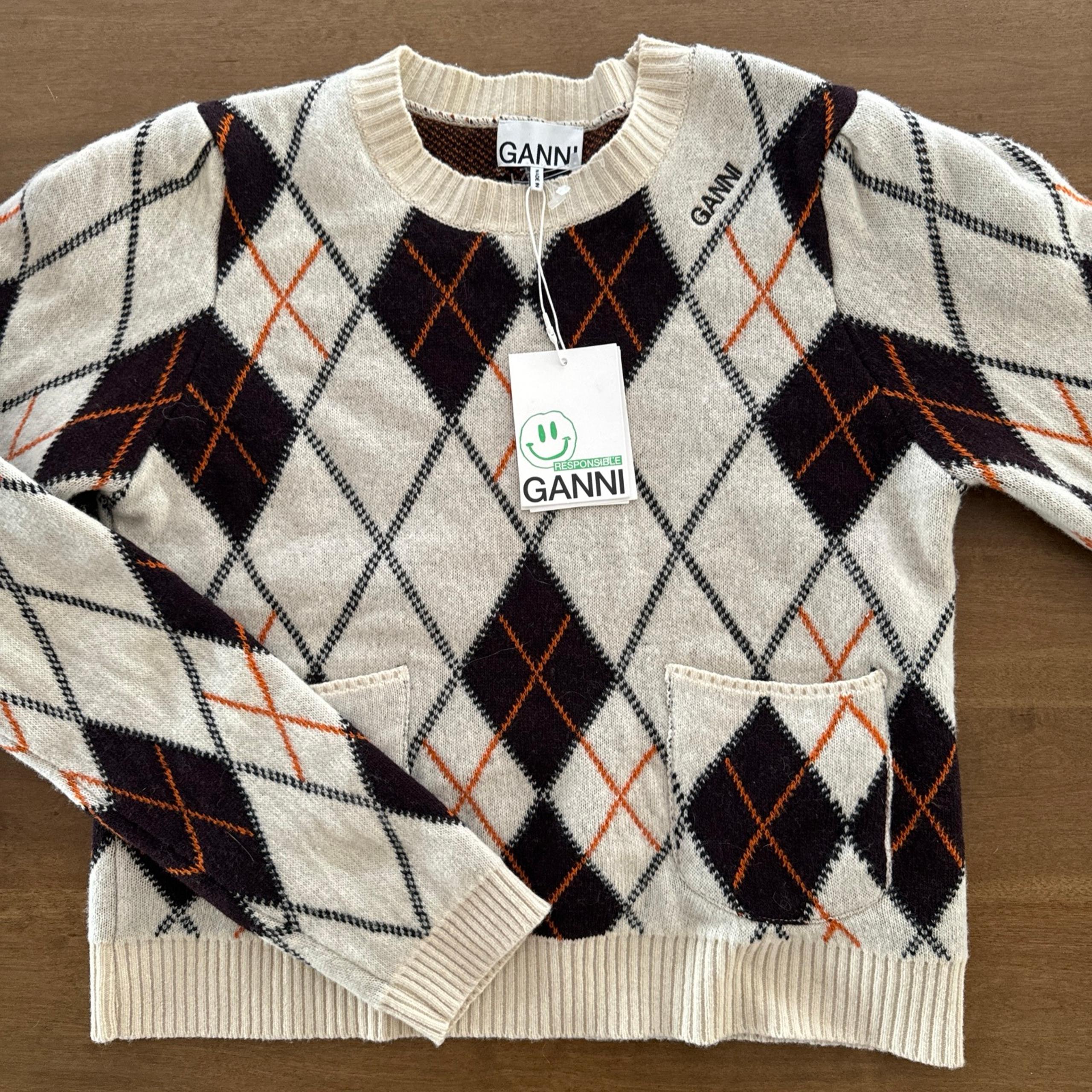 NWT Ganni Argyle Sweater