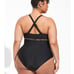 New Torrid Plus Size 5 Black Mesh Trim Busty Padded One Piece Wireless Swimsuit