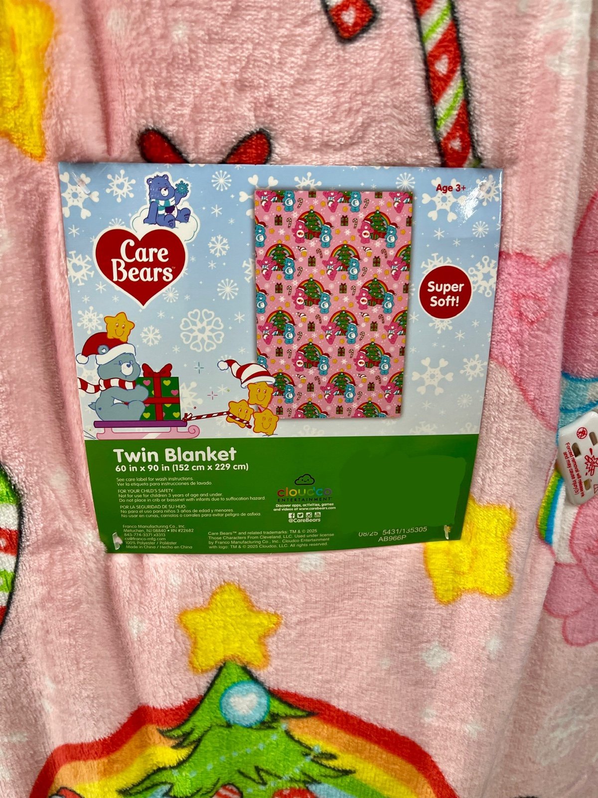NEW RELEASE carebears twin size Christmas plush blanket throw