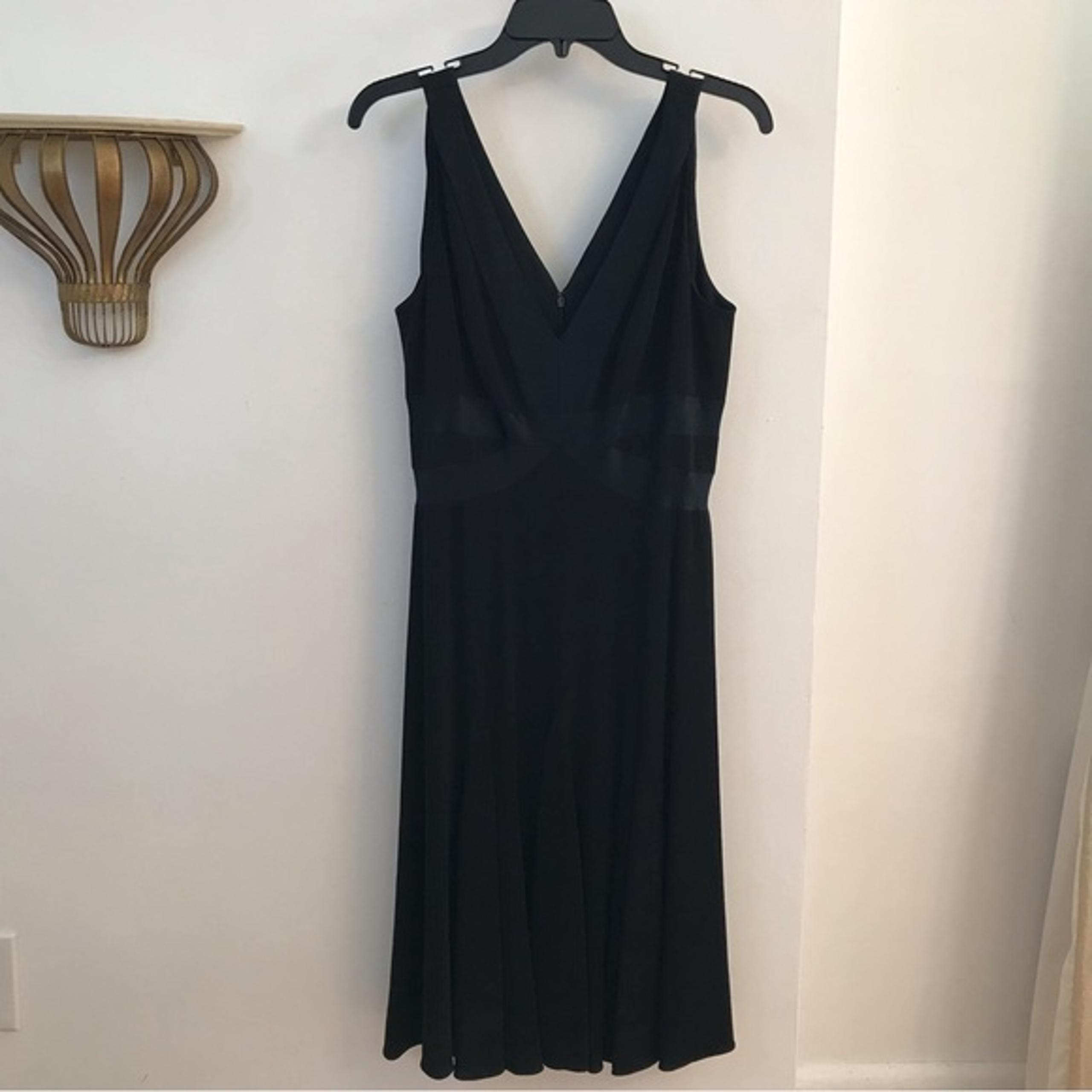 Kay Unger Black Midi Dress, Size 10, Women's, Silk Blend Formal Sleeveless Fairy