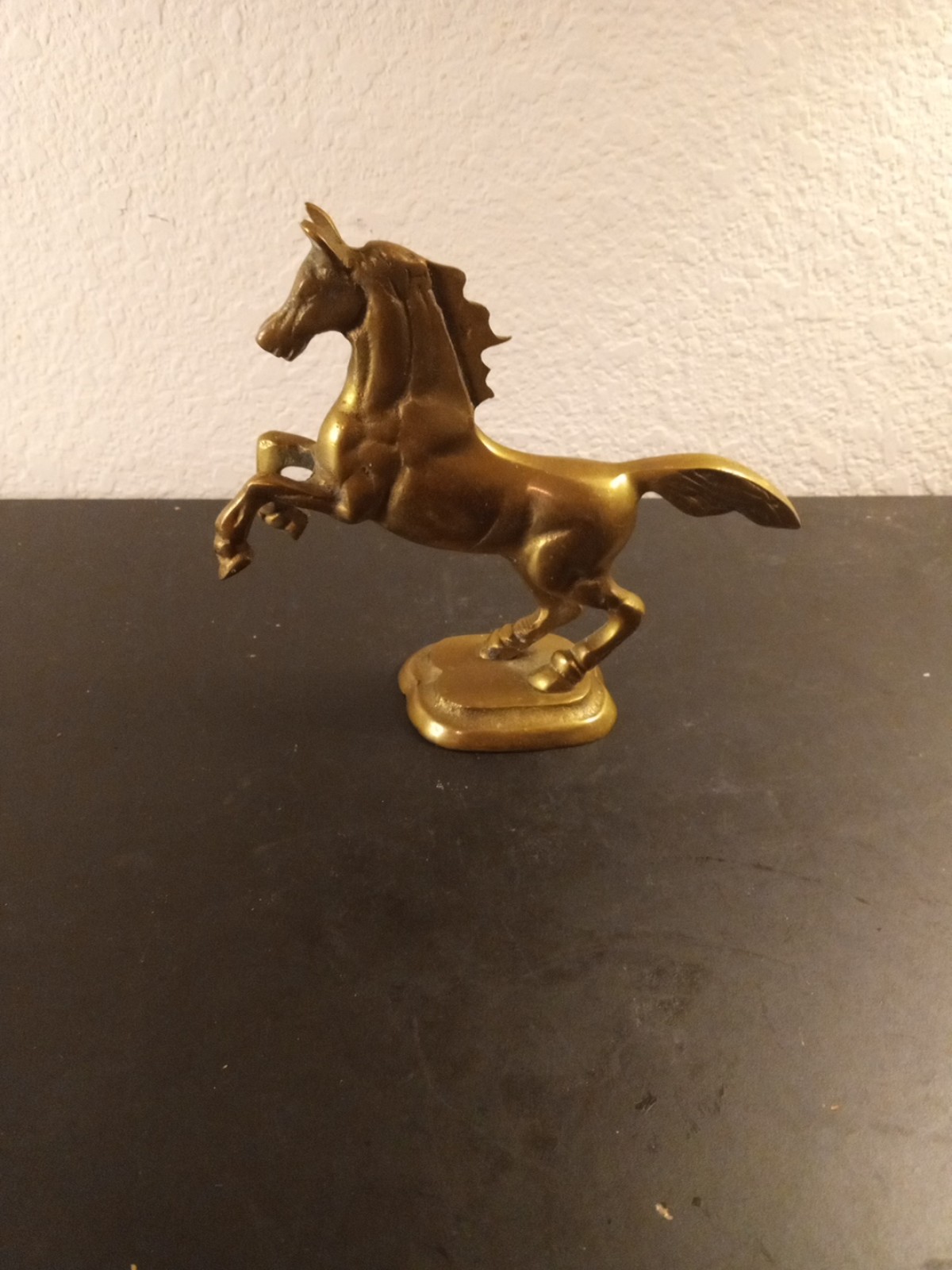 GORGEOUS 6 Solid Brass Gallop Horse on Pedestal.