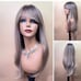 24”dark brown root light brown blond Ombre body wavy synthetic bangs wig