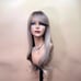 24”dark brown root light brown blond Ombre body wavy synthetic bangs wig