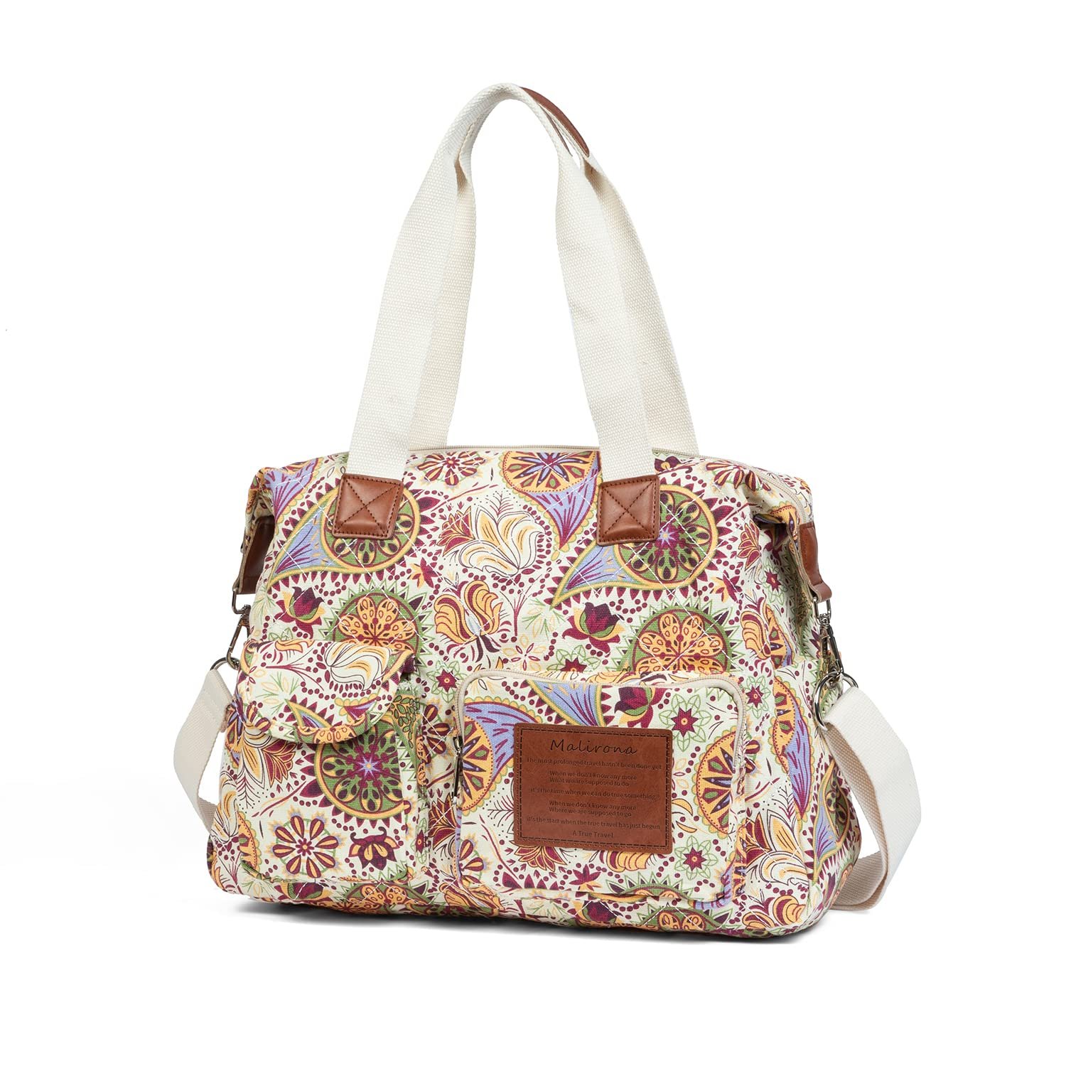 Elegant Canvas Strap Satchel Travel Bag Top Handle Satchel Crossbody Bag Flora