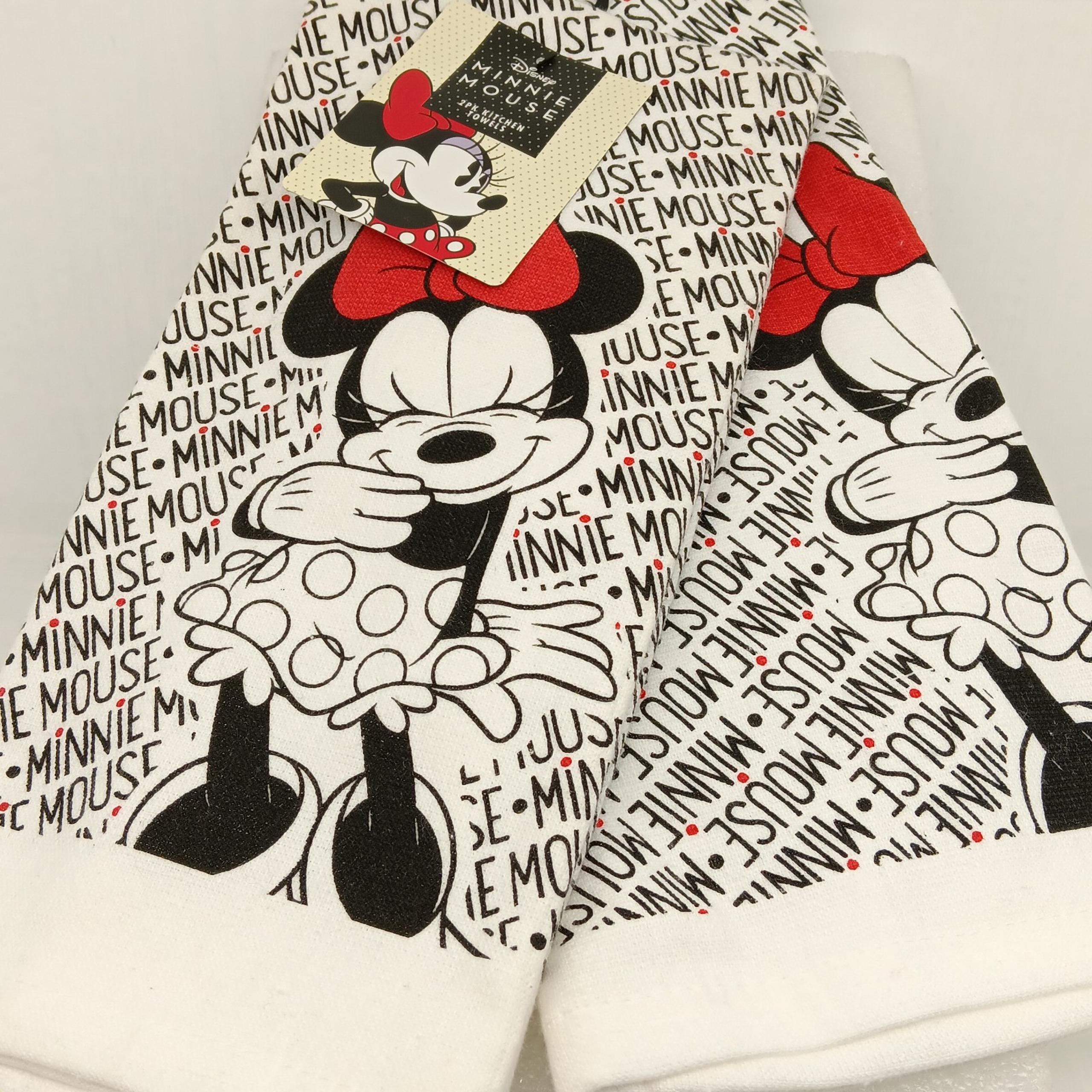 Disney Minnie Mouse 2-pack Kitchen Towels NWT Black & White