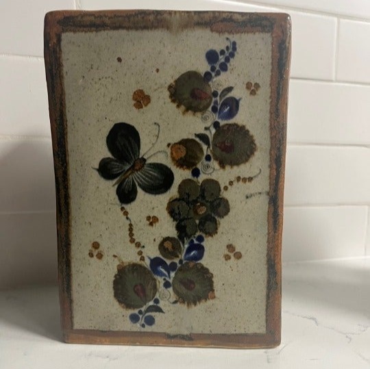 Rare Mexican, Burnished Butterfly Vase from Tonala, Jalisco, Mexico