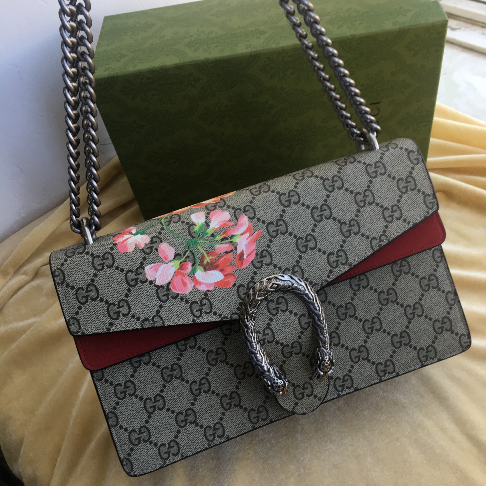 Dionysus Bag Blooms Print Coated Canvas Small