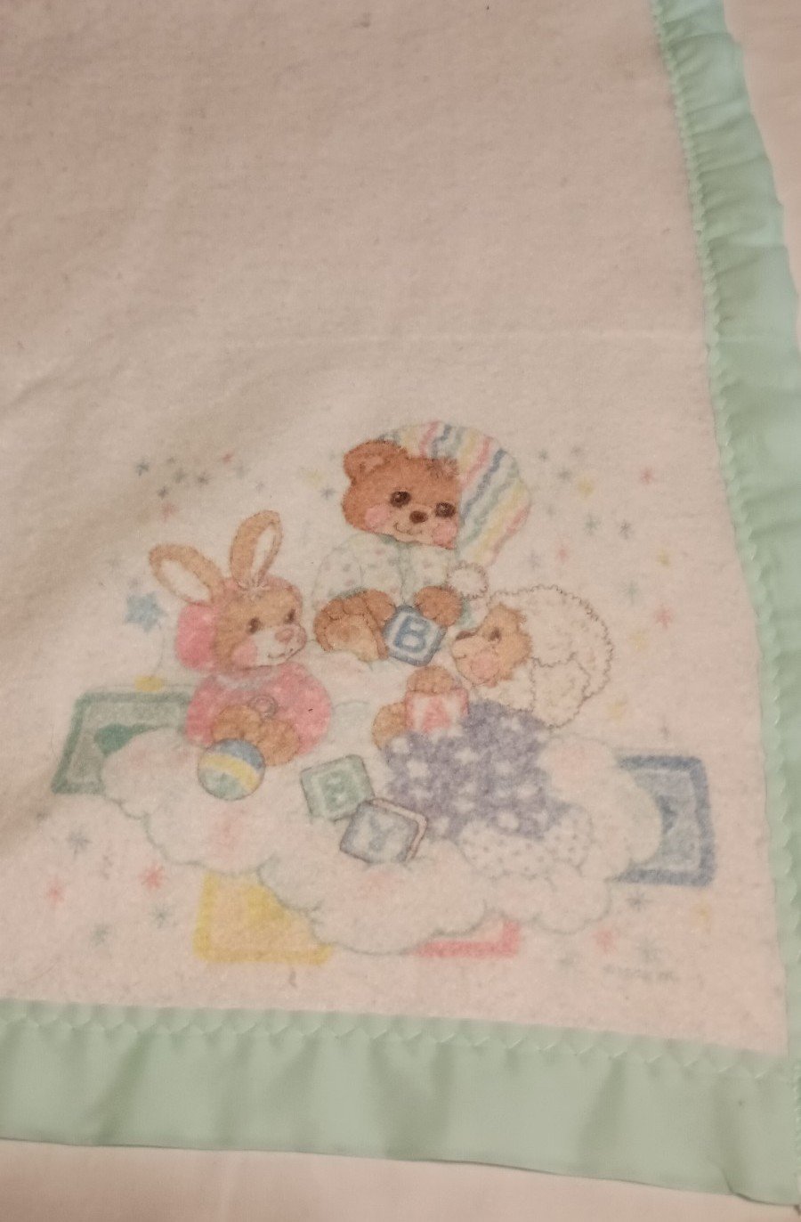 Vintage Riegel Fisher-Price Teddy Beddy Bear Baby Blanket 36 x 45 Made In USA