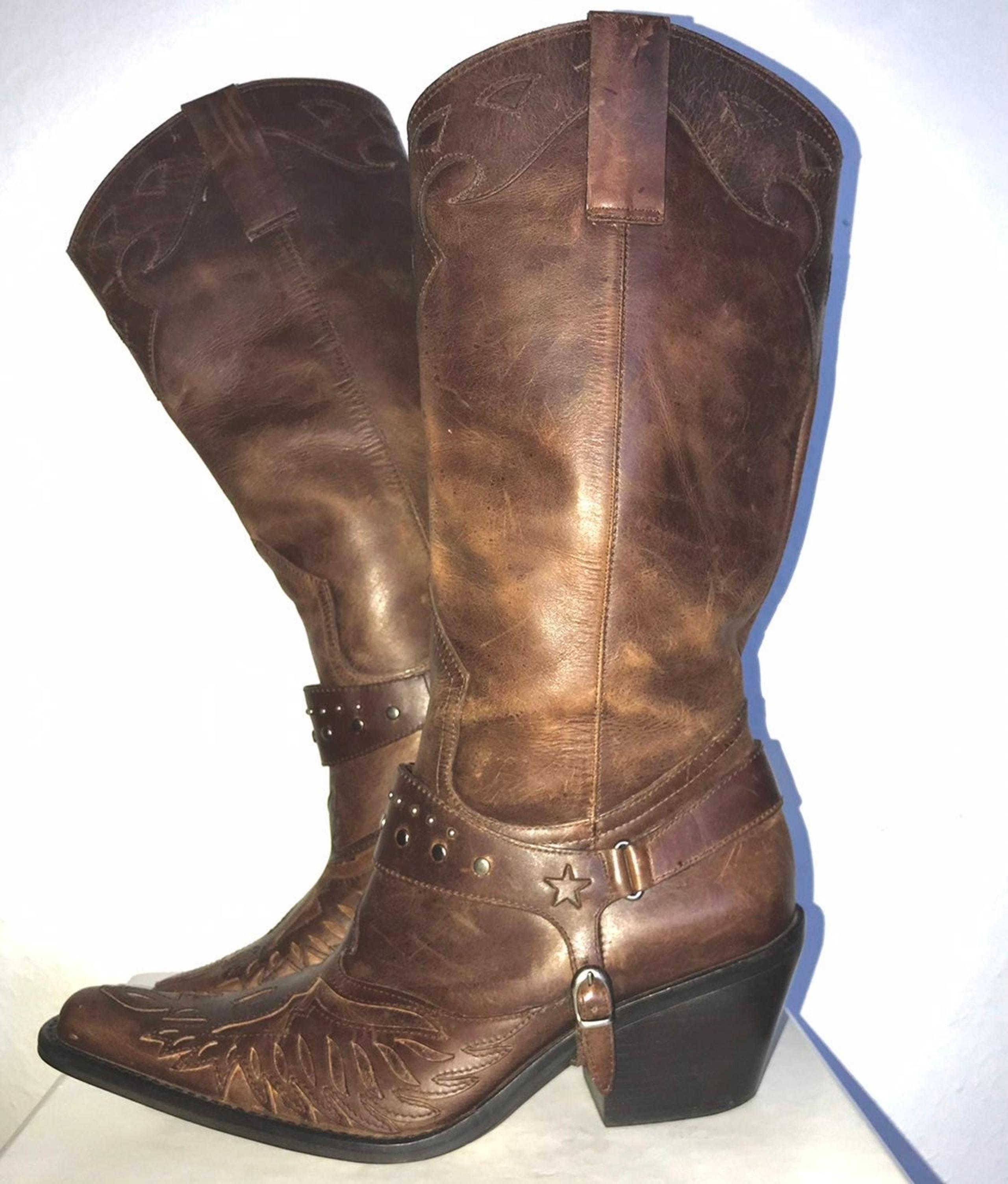 Studded Thunderbird Rock Star Leather Boots Mia Rockstar Cowboy Western boot