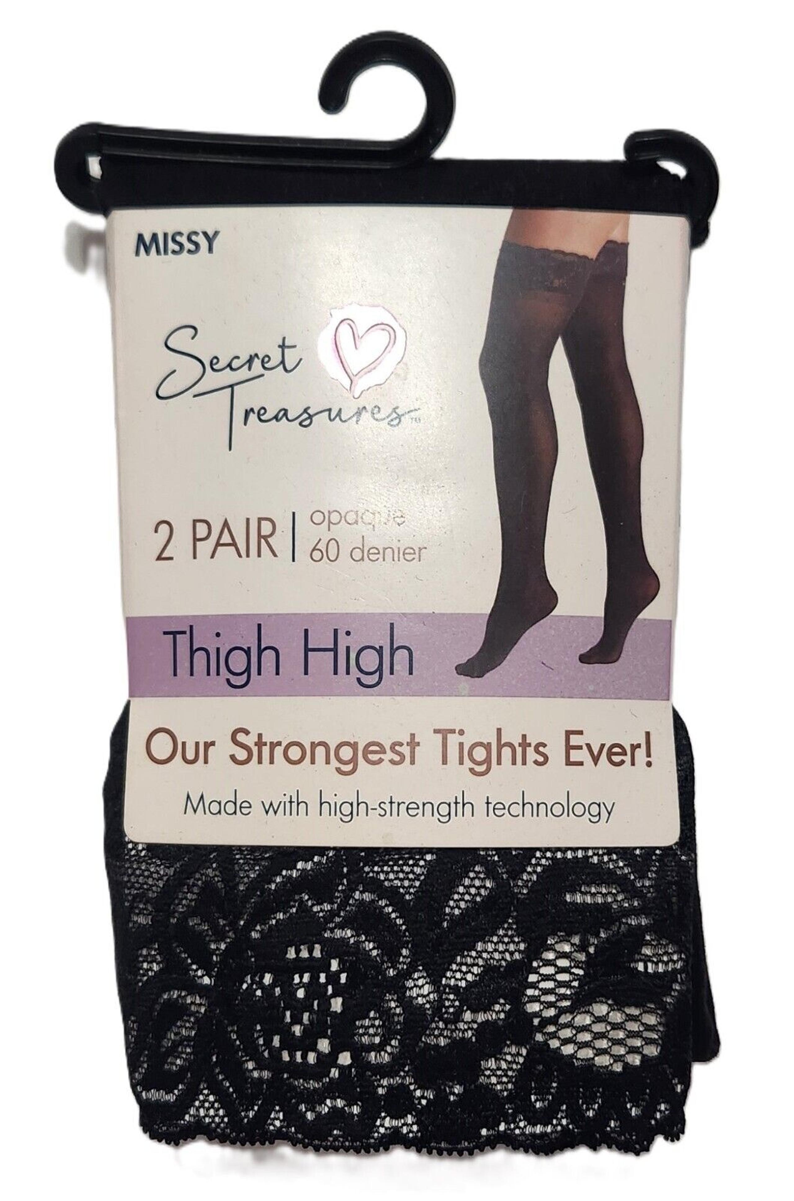 Secret Treasures Women Opaque Thigh High Socks 2-Pack - Size - Missy - Black