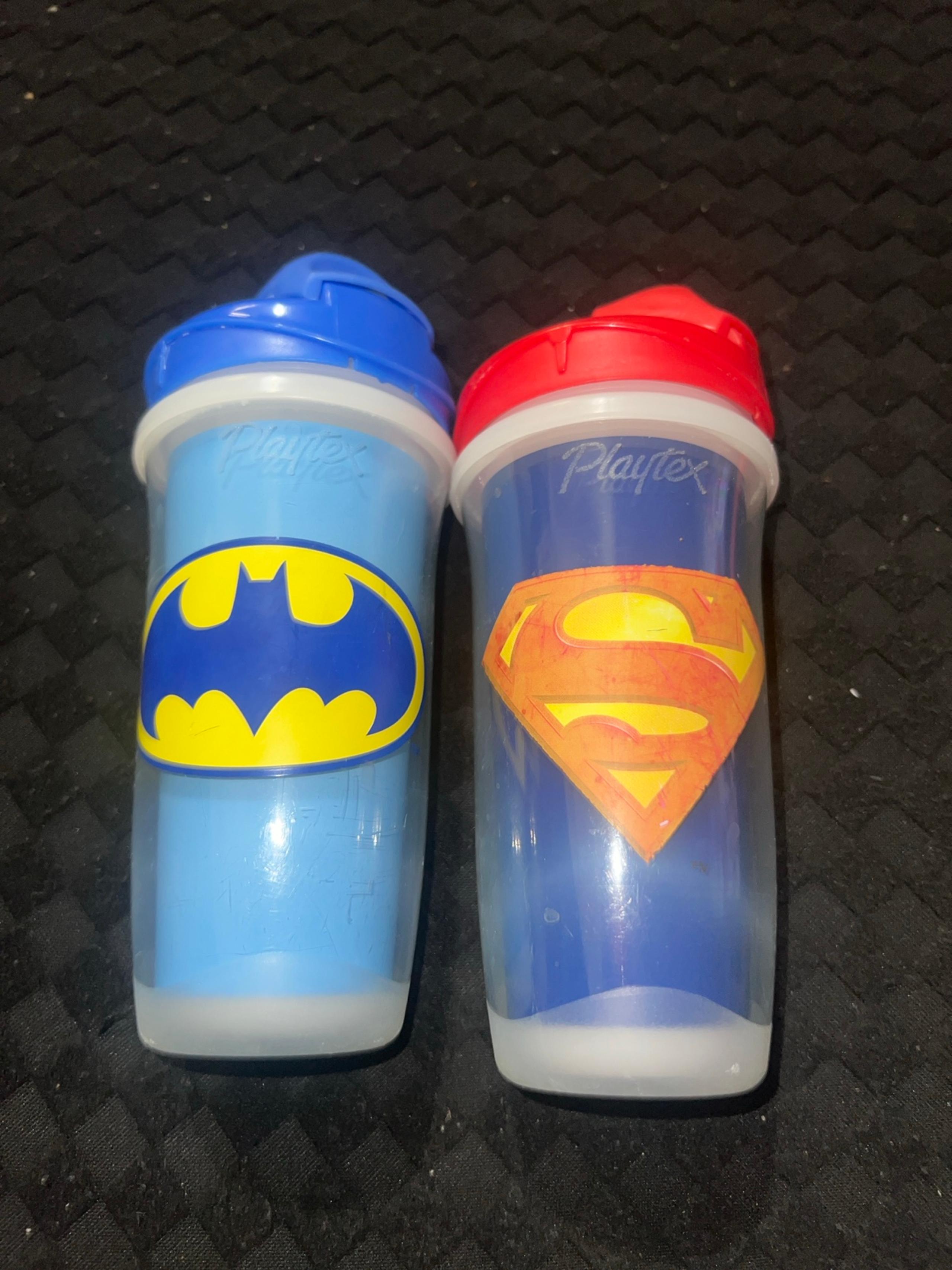 Batman & Superman sippy cups Playtex