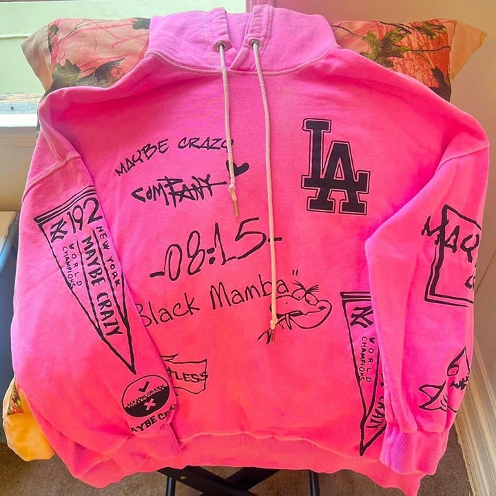 hot pink los angeles new york kobe bryant graphic print hoodie sweatshirt