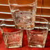 Forty Creek Whiskey Glasses (3) Embossed Square Bottom 3-1/2 8 OZ