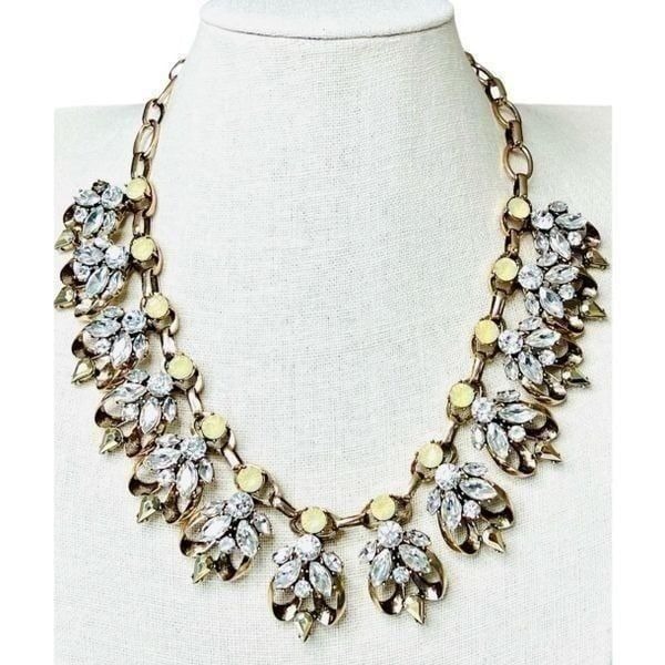 Gorgeous Gold Rhinestone Crystal Cluster Bee Statement Padgent Wedding Necklace