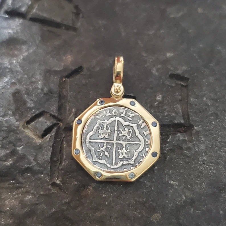 Atocha 1622 14kt gold plated silver coin sunken treasure shipwreck coin genuine