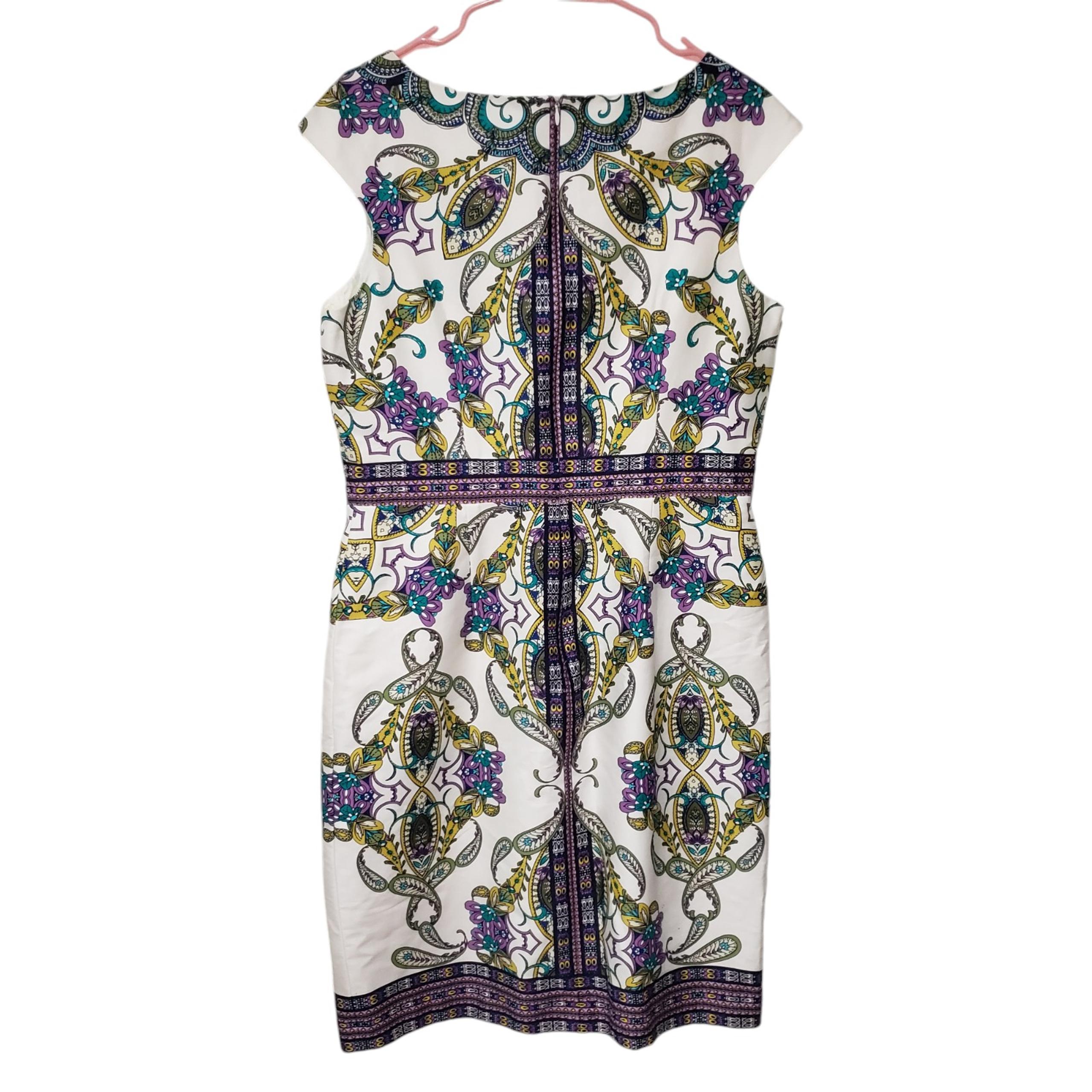 David Meister dress purple blue yellow size 12