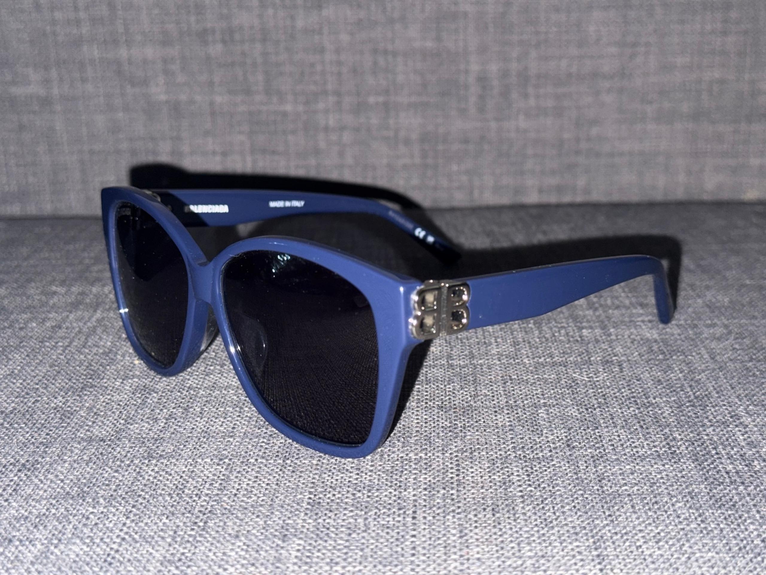 BB Sunglasses – Blue Frame, Gold BB Logo, 57-59mm, Designer Shades - Balenciaga