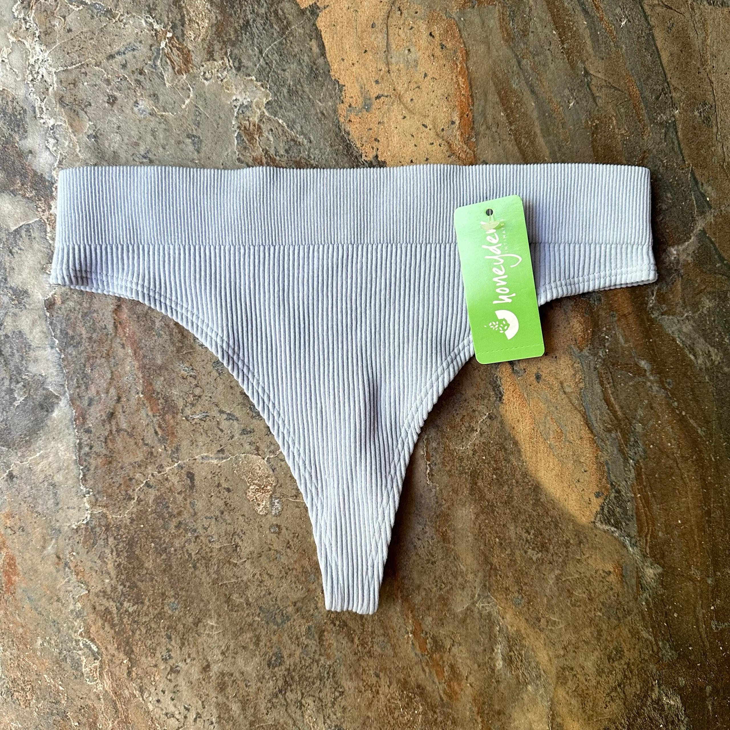 HONEYDEW Intimates Ribbed Thong Panties NWT Women’s Size Medium Blue