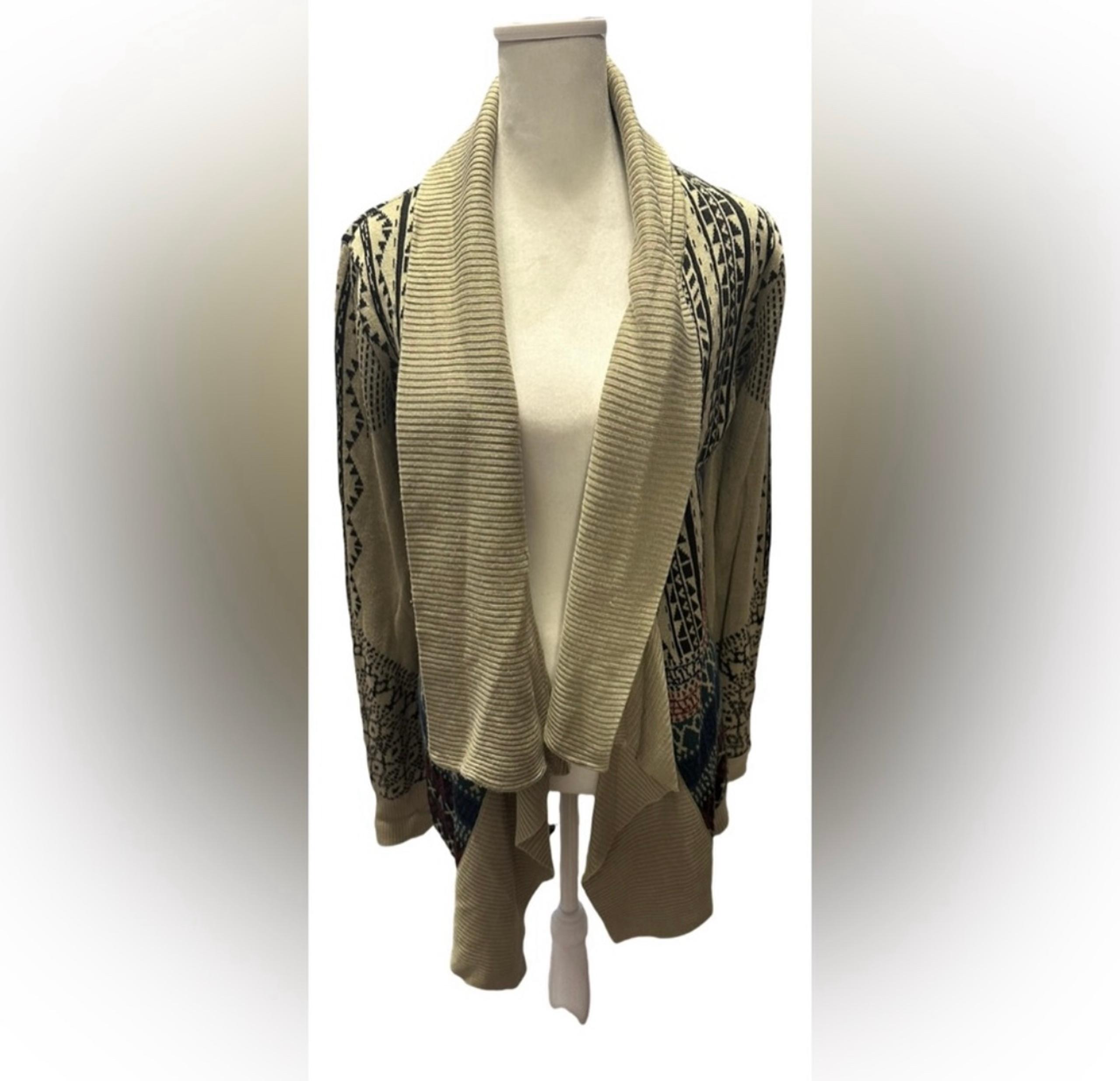 Staring at Stars Beige Geometric Knit Open Front Cardigan | Women's S
