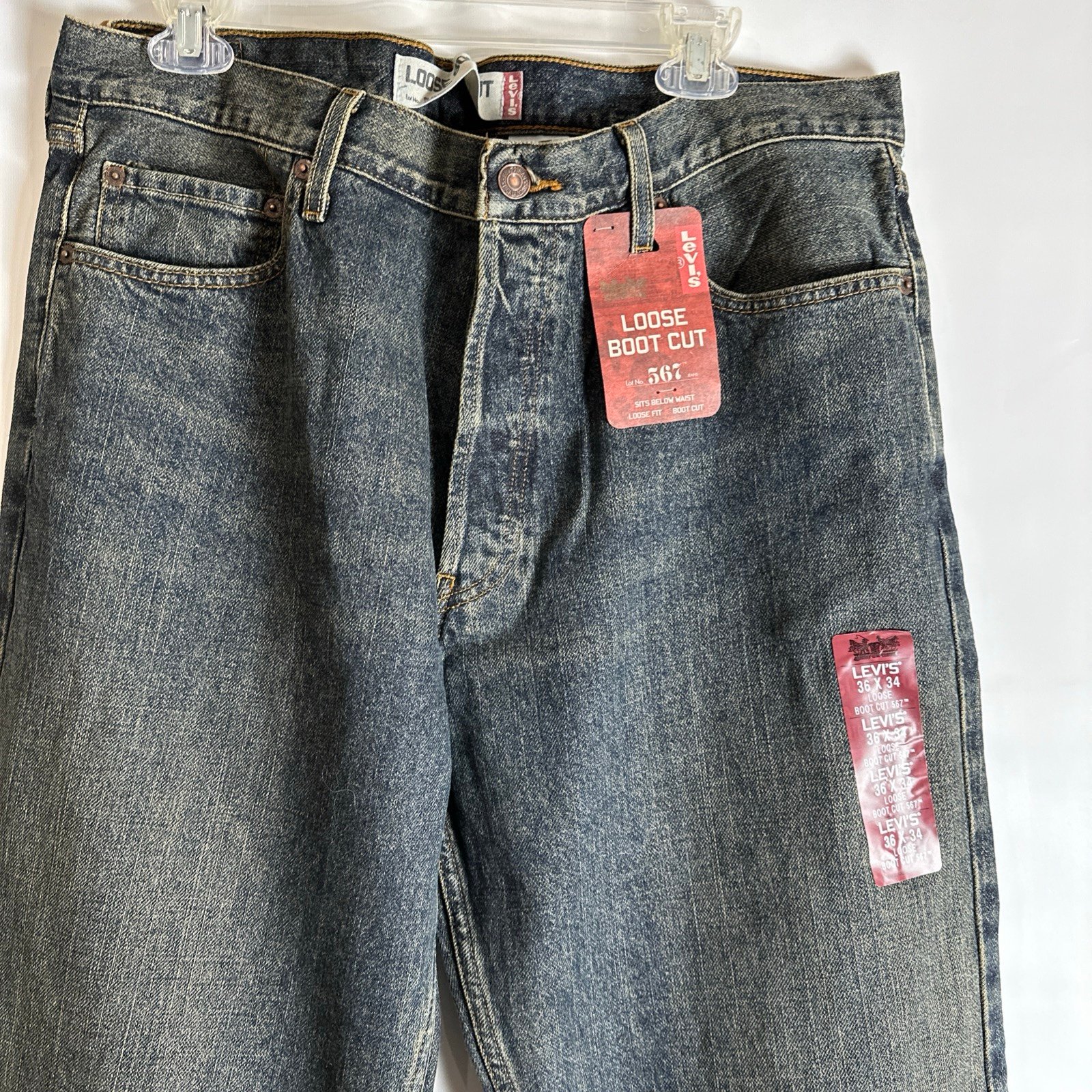 NWT Levis Jeans Mens 36x34 Blue 567 Loose Boot Cut Extra Wide Leg