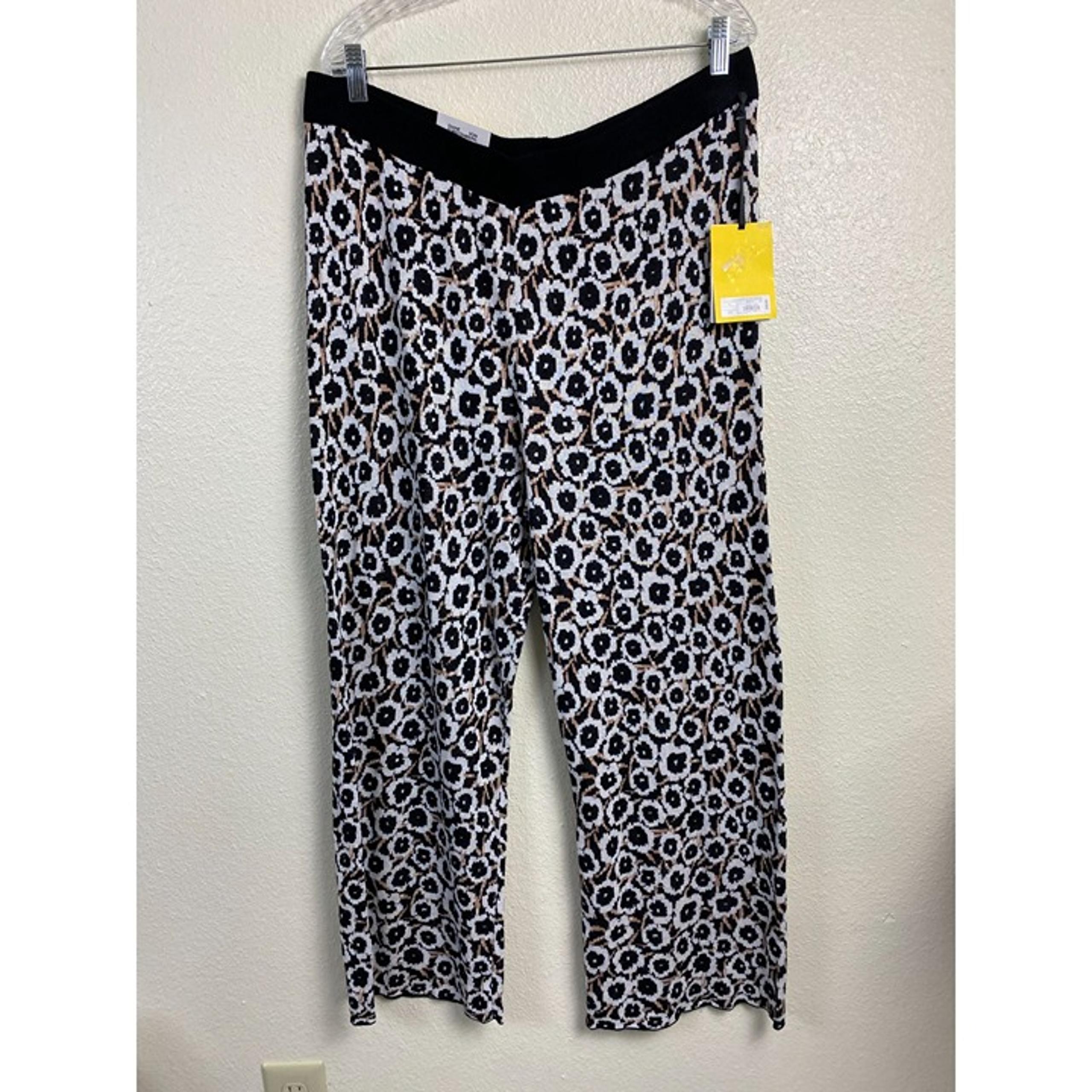 NEW Diane Von Furstenberg Target Floral Knit Pants Women sz XXL Pull on Wide leg