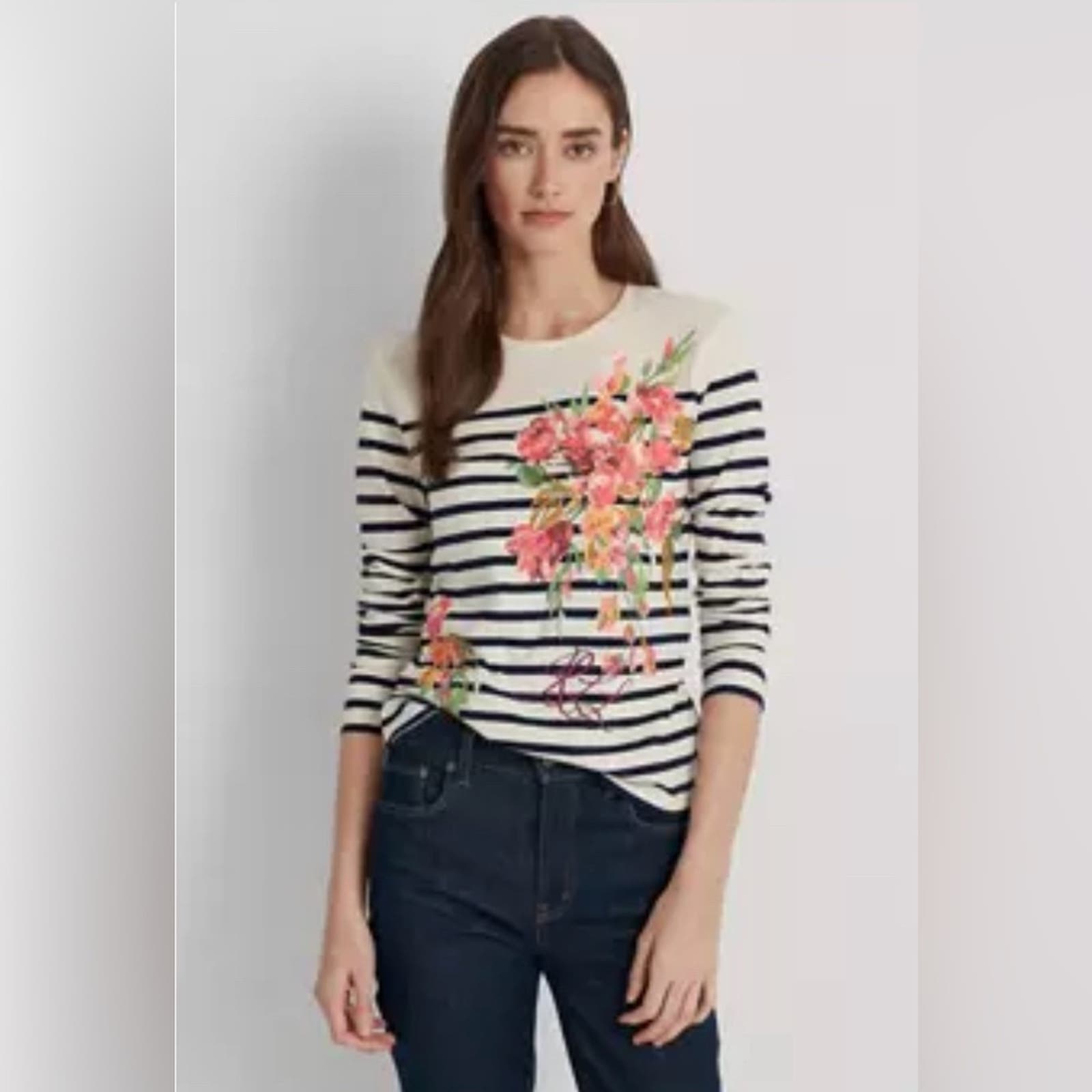 Lauren Ralph Lauren Floral & Striped Jersey Long-Sleeve T-Shirt