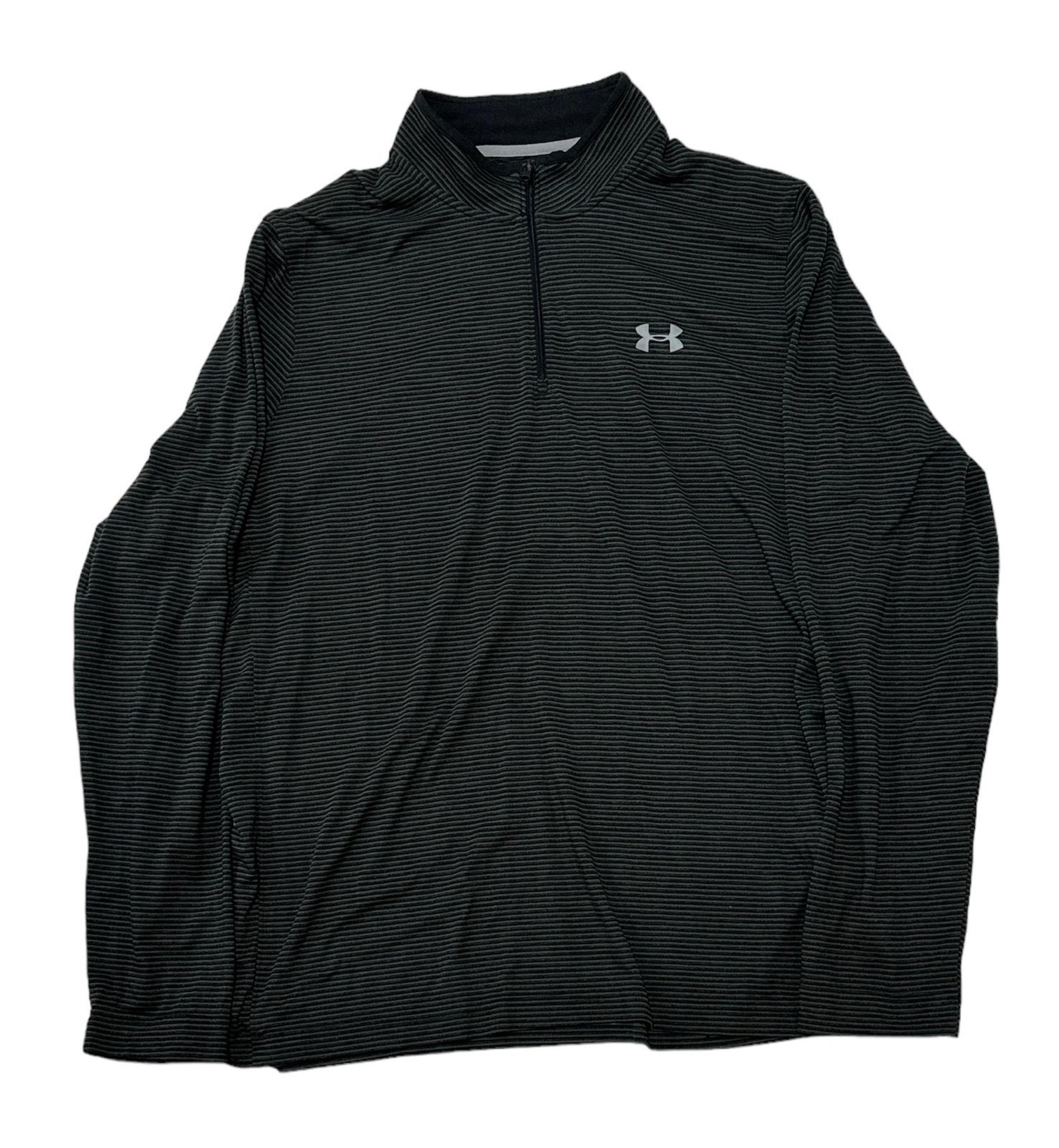Under Armour Men’s ColdGear Striped Long Sleeve Black Henley Zip Shirt Size XXL